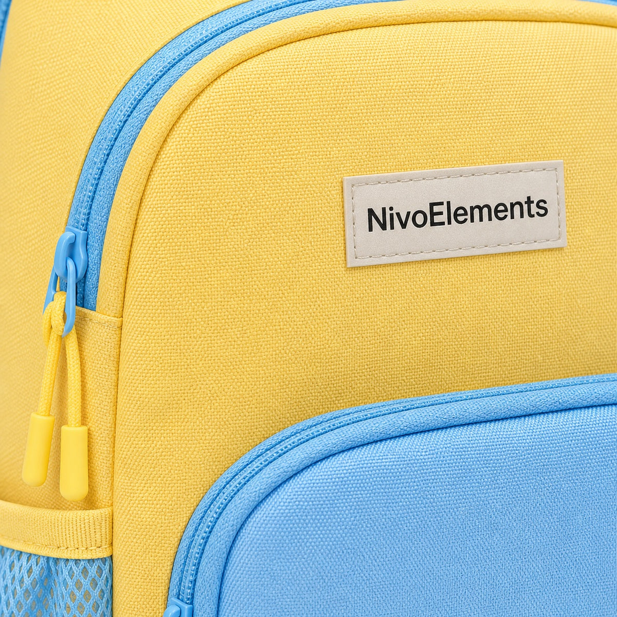 Butter Yellow & Sky Blue Preschool Backpack - 04-detail-logo