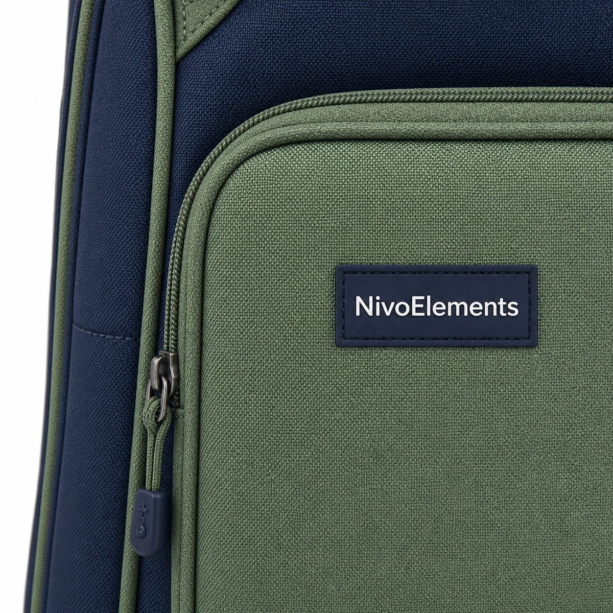 Navy & Soft Green Preschool Backpack - 04-detail-logo