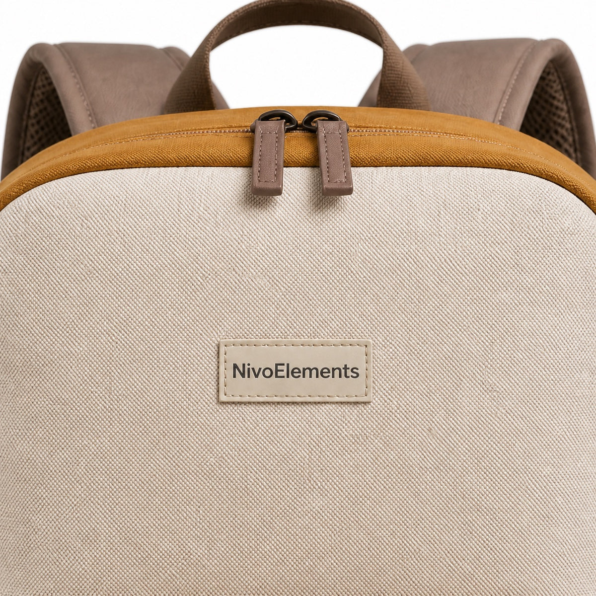 Mustard & Cream Kids School Backpack - 04-detail-logo