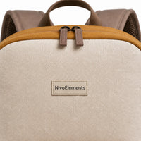 Mustard & Cream Kids School Backpack - 04-detail-logo