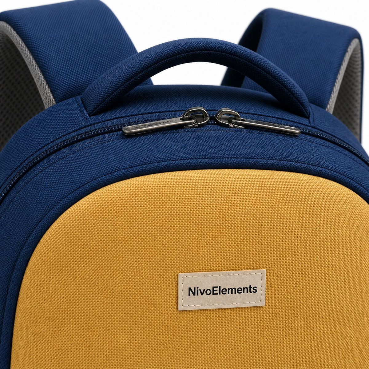 Navy & Mustard Kids School Backpack - 04-detail-logo