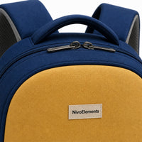 Navy & Mustard Kids School Backpack - 04-detail-logo