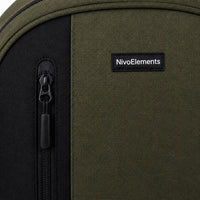 Olive & Black Vertical-Pocket School Backpack - 04-detail-logo