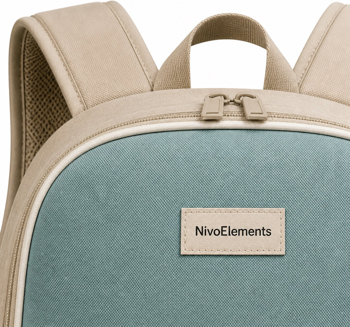 Seafoam & Sand Kids School Backpack - 04-detail-logo