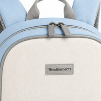Sky Blue & Cream Kids School Backpack - 04-detail-logo