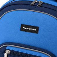 Sky Blue & Navy Reflective School Backpack - 04-detail-logo