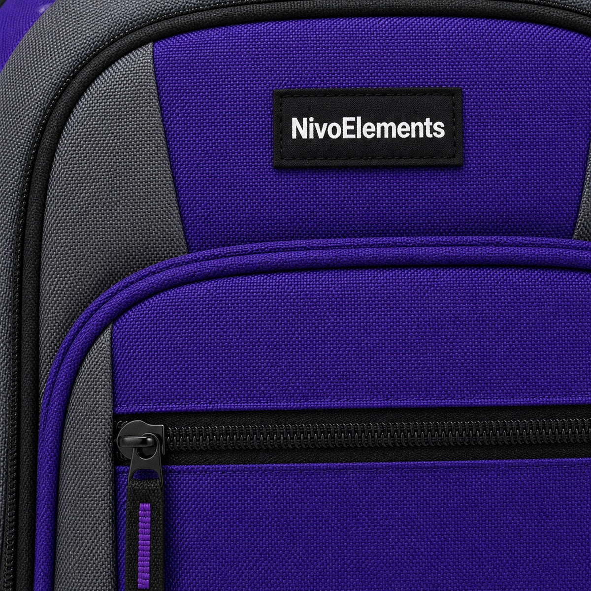 Royal Purple & Slate School Backpack - 04-detail-logo