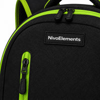 Black & Lime Vertical-Zip School Backpack - 04-detail-logo