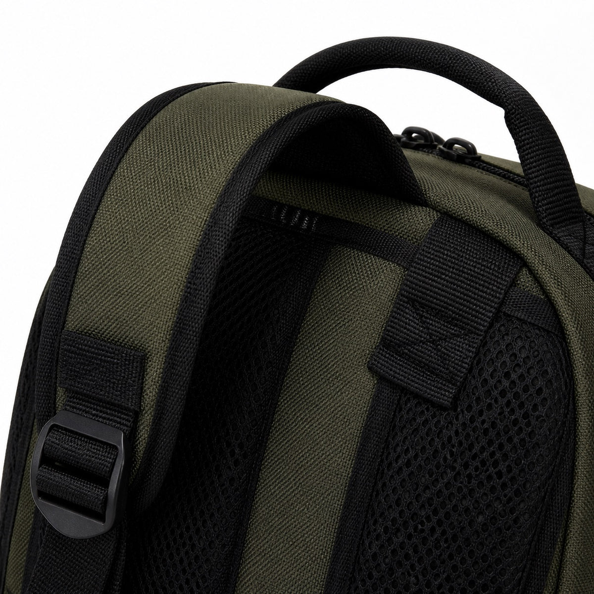 Olive & Black Vertical-Pocket School Backpack - 05-detail-strap