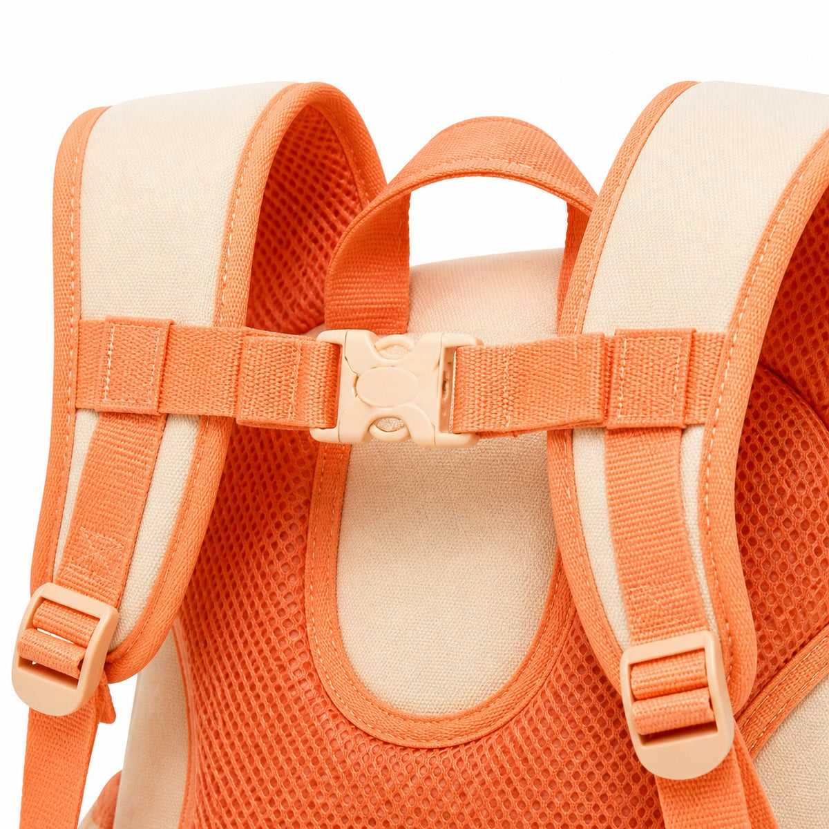 Peach & Cream Scallop-Pocket Preschool Backpack - 05-detail-strap