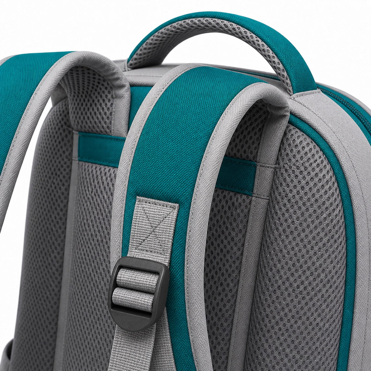 Teal & Gray Dual-Organizer School Backpack - 05-detail-strap