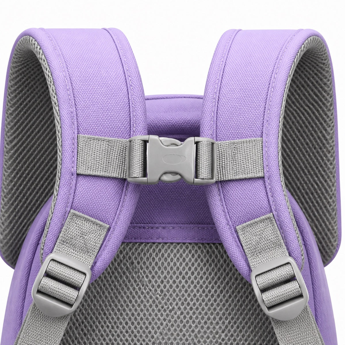 Lavender & Gray Flap-Pocket Preschool Backpack - 05-detail-strap