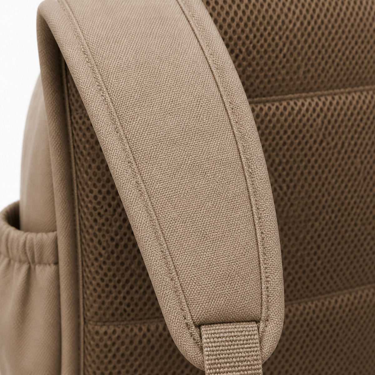 Taupe & Blush Diagonal-Pocket Kids Backpack - 05-detail-strap
