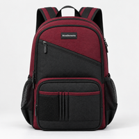 Burgundy & Charcoal School Backpack