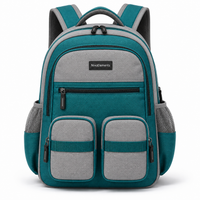 Teal & Gray Dual-Organizer School Backpack